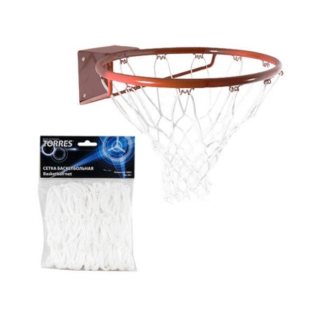 Купить Сетка баскетбольная Torres, нить 4 мм, белая в Махачкале 